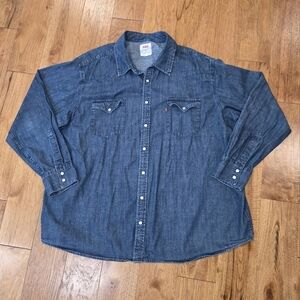 Levi's Western Dark Wash Denim Button Up Long Sleeve Shirt w/Pearl Snaps. 3XL